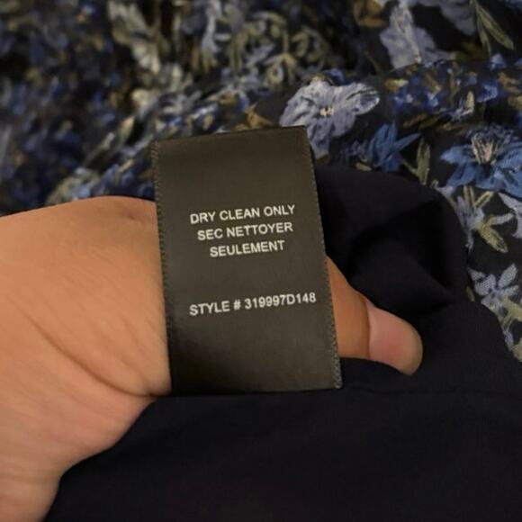 Rebecca Taylor Blue Black Floral Ruffle Silk Ava Mini Dress Size 0 - Picture 6 of 6